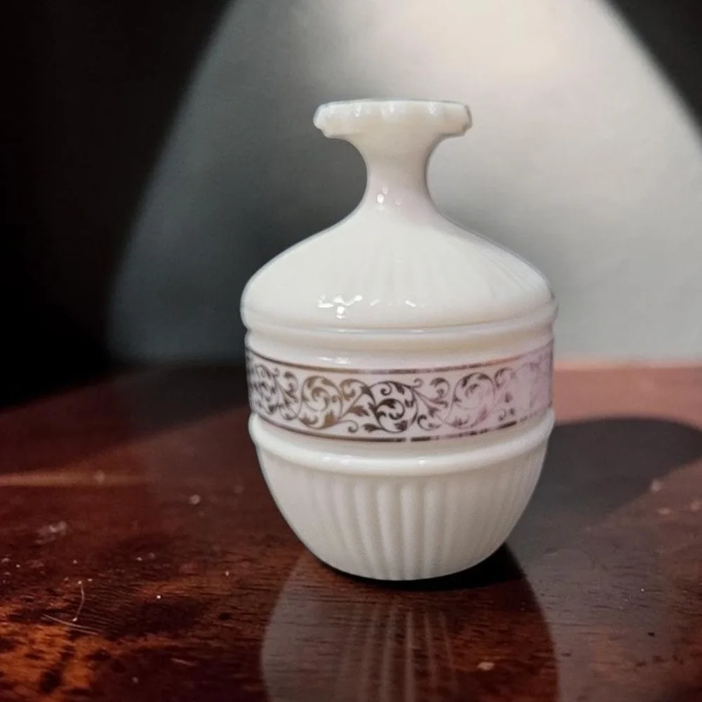 Avon White Lidded Trinket Dish, Vintage‎ Candle Holder, Replacement Vanity Decor